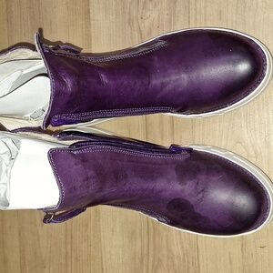 Miz Mooz Lando Purple Leather Ankle Boots 38 7.5-8